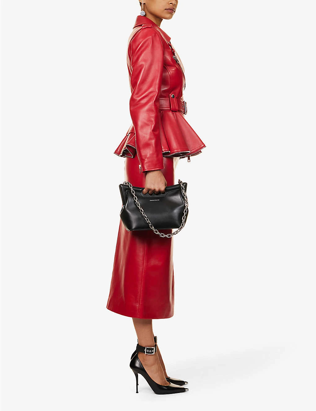 Alexander McQueen Peplum-hem Notched-collar Leather Jacket 2 Alexander McQueen Peplum-hem Notched-collar Leather Jacket - Image 2