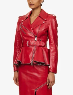 Alexander McQueen Peplum-hem Notched-collar Leather Jacket 7 Alexander McQueen Peplum-hem Notched-collar Leather Jacket -Selfridges Store R04153290 WELSHRED ALT02