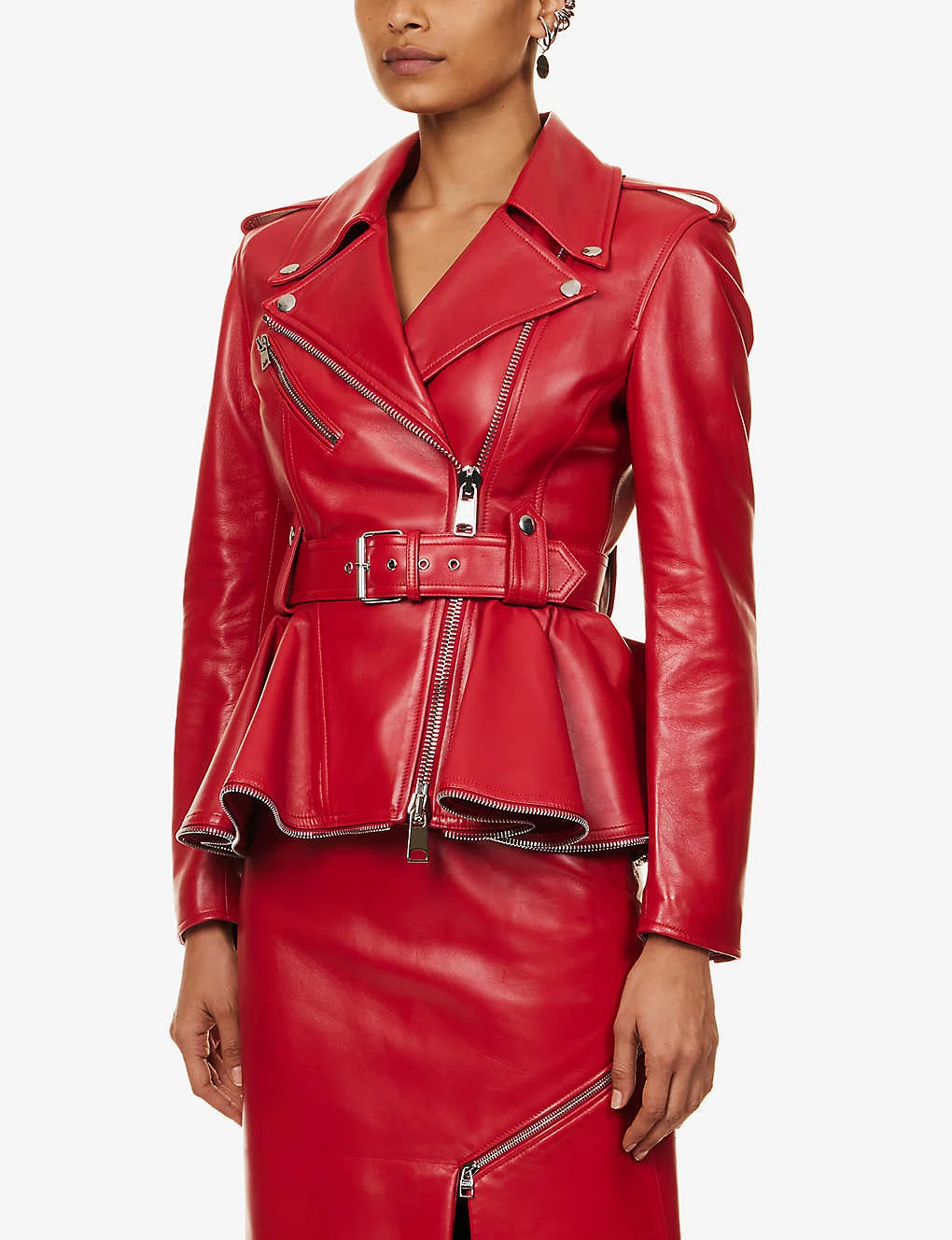 Alexander McQueen Peplum-hem Notched-collar Leather Jacket 3 Alexander McQueen Peplum-hem Notched-collar Leather Jacket - Image 3