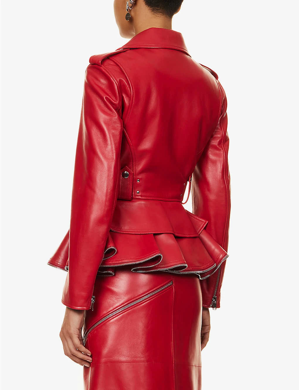 Alexander McQueen Peplum-hem Notched-collar Leather Jacket 4 Alexander McQueen Peplum-hem Notched-collar Leather Jacket - Image 4
