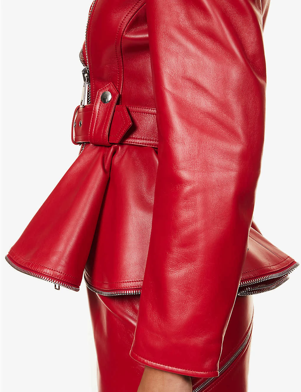 Alexander McQueen Peplum-hem Notched-collar Leather Jacket 5 Alexander McQueen Peplum-hem Notched-collar Leather Jacket - Image 5