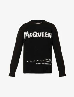 Alexander McQueen Graffiti Graphic-print Cotton-knit Jumper