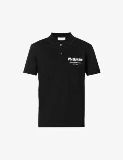 Alexander McQueen Graffiti Brand-embroidered Cotton-piqué Polo Shirt