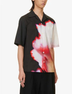 Alexander McQueen Graphic-print Camp-collar Relaxed-fit Cotton-poplin Shirt -Selfridges Store R04153574 MULTIBLACK ALT02