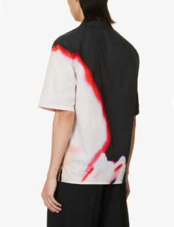 Alexander McQueen Graphic-print Camp-collar Relaxed-fit Cotton-poplin Shirt -Selfridges Store R04153574 MULTIBLACK ALT03