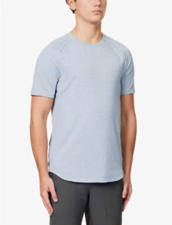 Lululemon Drysense Crewneck Recycled-stretch Polyester Blend T-shirt -Selfridges Store R04153882 HEATHEREDCHAMBRAY ALT02