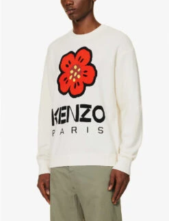 Kenzo Boke Flower Graphic-print Wool-knit Jumper -Selfridges Store R04155579 OFFWHITE ALT02
