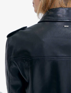 Ikks Stud-embellished Cropped Leather Jacket -Selfridges Store R04156314 BLACK ALT05