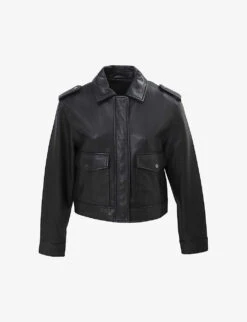 Ikks Stud-embellished Cropped Leather Jacket