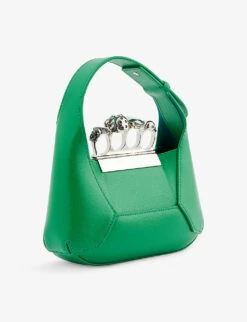 Alexander McQueen The Jewelled Mini Leather Hobo Bag -Selfridges Store R04156730 BRIGHTGREEN ALT02