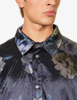 Acne Studios Setar Crinkled Oversized Stretch-satin Shirt -Selfridges Store R04157567 NAVY ALT04