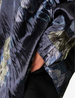 Acne Studios Setar Crinkled Oversized Stretch-satin Shirt -Selfridges Store R04157567 NAVY ALT05