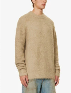 Acne Studios Kameo Relaxed-fit Wool-blend Jumper -Selfridges Store R04157589 DARKBEIGE ALT02