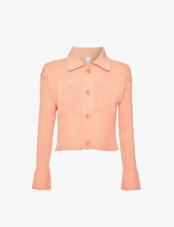 Fluted Cropped Recycled-polyester Cardigan