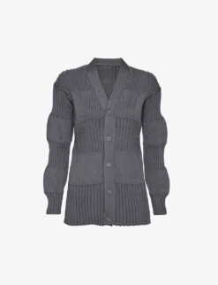 Fluted Recycled-polyester Knitted Cardigan