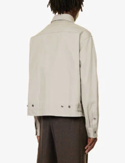 Bottega Veneta Flap-pocket Pleated-cuff Boxy-fit Cotton-twill Shirt -Selfridges Store R04157974 AGATEGREY ALT03