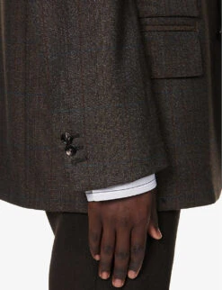 Bottega Veneta Notched-lapel Single-breasted Relaxed-fit Wool Blazer -Selfridges Store R04157979 BROWNREDBLUE ALT05