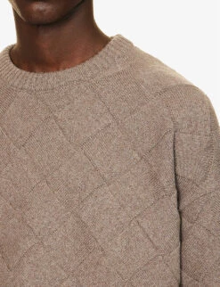 Bottega Veneta Intrecciato-motif Relaxed-fit Stretch-wool Blend Jumper -Selfridges Store R04157987 RIVERBED ALT04