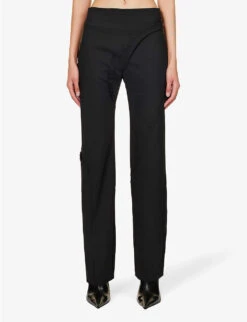 Coruscate Wrap-over Recycled Polyester And Wool-blend Trousers 7 Coruscate Wrap-over Recycled Polyester And Wool-blend Trousers -Selfridges Store R04158015 BLACK ALT02