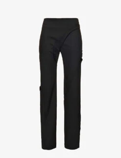 Coruscate Wrap-over Recycled Polyester And Wool-blend Trousers