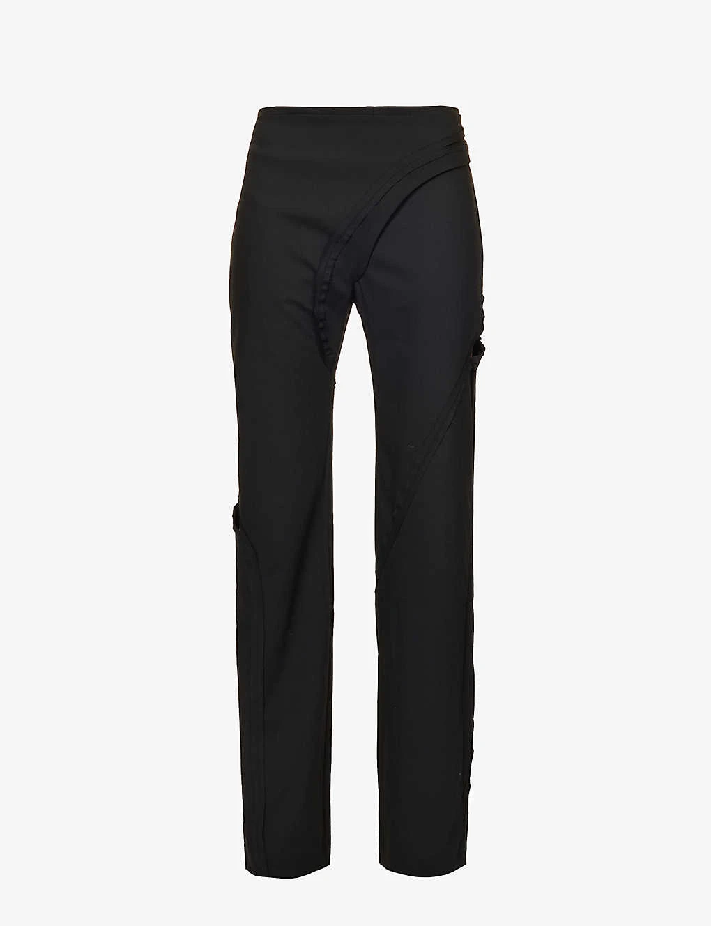 Coruscate Wrap-over Recycled Polyester And Wool-blend Trousers 1 Coruscate Wrap-over Recycled Polyester And Wool-blend Trousers