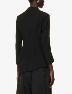 Asymmetric-hem Single-breasted Wool Jacket -Selfridges Store R04158026 BLACK ALT03