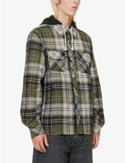 Acne Studios Ollie Plaid-pattern Cotton Hooded Overshirt -Selfridges Store R04158752 GREYDARKGREEN ALT02