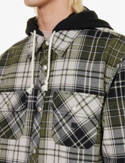 Acne Studios Ollie Plaid-pattern Cotton Hooded Overshirt -Selfridges Store R04158752 GREYDARKGREEN ALT04