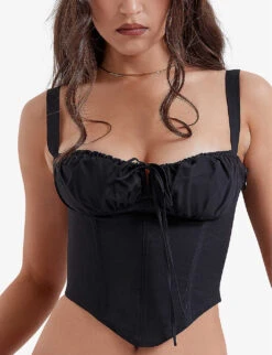 Analia Sweetheart-neckline Stretch-cotton Bustier Top -Selfridges Store R04159572 BLACK ALT02