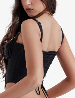 Analia Sweetheart-neckline Stretch-cotton Bustier Top -Selfridges Store R04159572 BLACK ALT03