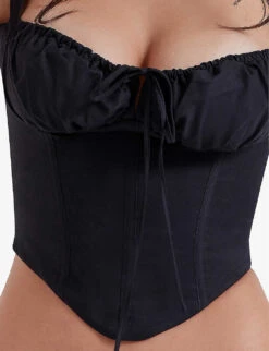 Analia Sweetheart-neckline Stretch-cotton Bustier Top -Selfridges Store R04159572 BLACK ALT04