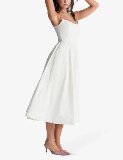 Lolita Square-neck Fitted-bodice Stretch-cotton Midi Dress -Selfridges Store R04159583 IVORY ALT02