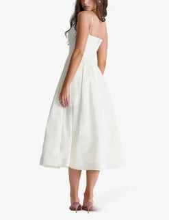 Lolita Square-neck Fitted-bodice Stretch-cotton Midi Dress -Selfridges Store R04159583 IVORY ALT03