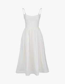 Lolita Square-neck Fitted-bodice Stretch-cotton Midi Dress