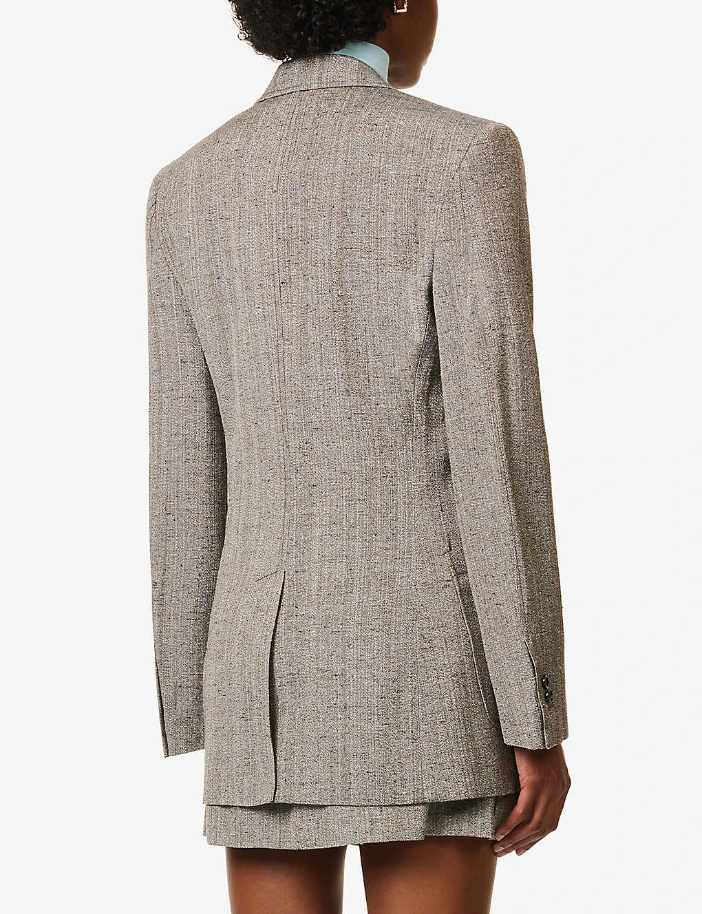 Bottega Veneta Single-breasted Padded-shoulders Woven Blazer 4 Bottega Veneta Single-breasted Padded-shoulders Woven Blazer - Image 4