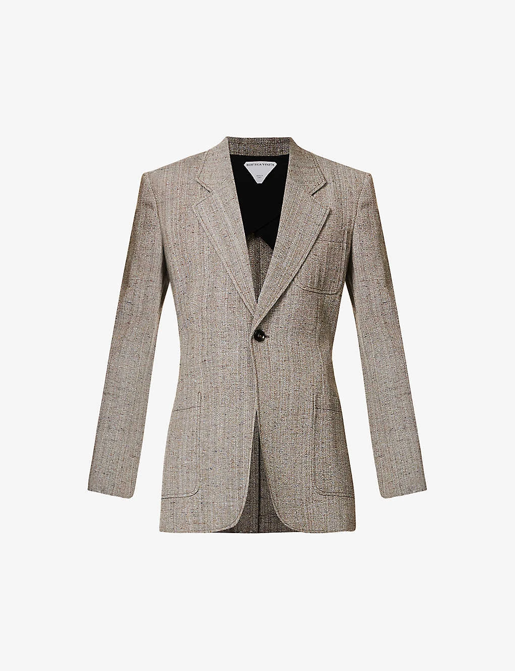 Bottega Veneta Single-breasted Padded-shoulders Woven Blazer 1 Bottega Veneta Single-breasted Padded-shoulders Woven Blazer