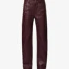 Bottega Veneta Intrecciato Straight-leg Mid-rise Leather Trousers