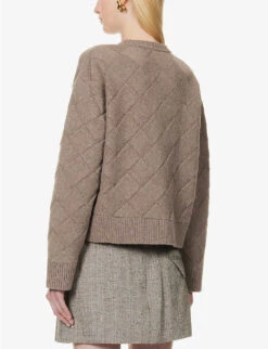 Bottega Veneta Intrecciato Round-neck Wool-blend Jumper -Selfridges Store R04159976 RIVERBED ALT03