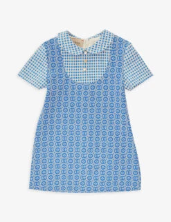 Gucci Monogram-pattern Peter-Pan Collar Stretch-woven Blend Dress