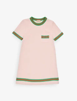 Gucci Ribbed-neck Short-sleeve Cotton-jersey Dress 4-12 Years