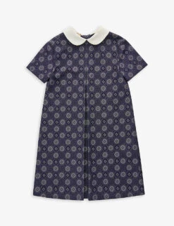 Gucci Brand-pattern Pleated-front Cotton Dress 6-12 Years