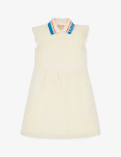 Gucci Logo-collar Jacquard-pattern Cotton-jersey Dress