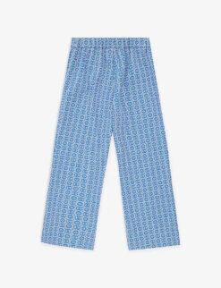 Gucci Jacquard-print Flared-leg Stretch-woven Trousers 6-12 Years -Selfridges Store R04160350 BLUETTEIVORY ALT02