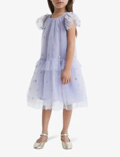 Reiss Fifi Embroidered-tulle Woven Dress 4-12 Years -Selfridges Store R04160603 LILAC ALT02