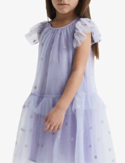 Reiss Fifi Embroidered-tulle Woven Dress 4-12 Years -Selfridges Store R04160603 LILAC ALT03