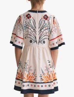 Reiss Ania Floral-print Woven Dress 10-12 Years -Selfridges Store R04160605 IVORY ALT04
