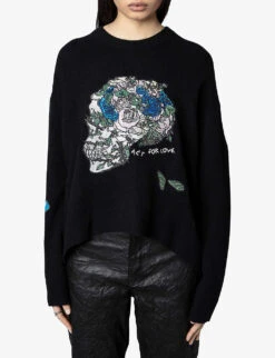 Zadig & Voltaire Markus Floral-embroidered Cashmere Jumper 6 Zadig & Voltaire Markus Floral-embroidered Cashmere Jumper -Selfridges Store R04161338 NOIR ALT02