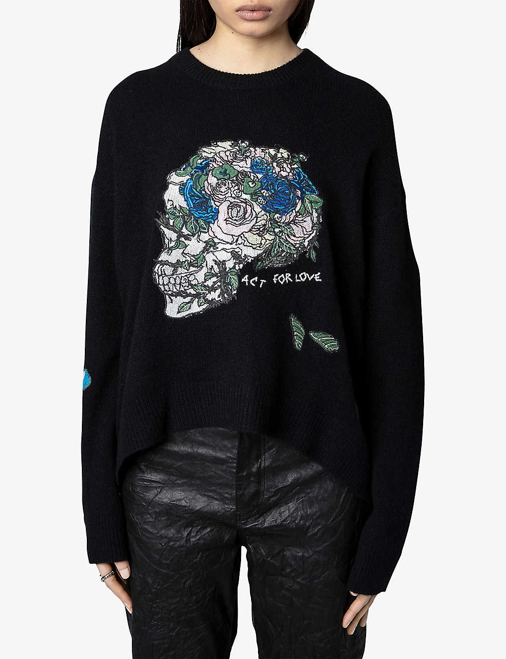 Zadig & Voltaire Markus Floral-embroidered Cashmere Jumper 3 Zadig & Voltaire Markus Floral-embroidered Cashmere Jumper - Image 3