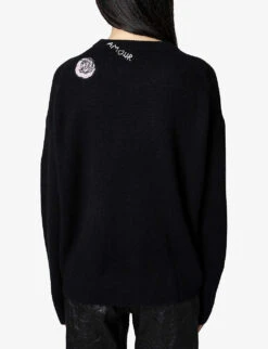 Zadig & Voltaire Markus Floral-embroidered Cashmere Jumper 7 Zadig & Voltaire Markus Floral-embroidered Cashmere Jumper -Selfridges Store R04161338 NOIR ALT03