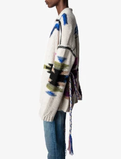 Zadig & Voltaire Aspen Motif-embroidered Cashmere And Wool Cardigan -Selfridges Store R04161339 MASTIC ALT02